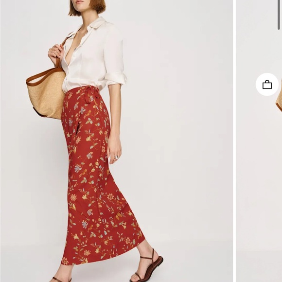 Reformation opal low waist Floral Red Maxi Skirt size 4 - Picture 3 of 5